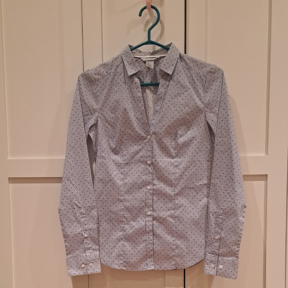 H&M Navy Polka Dot Blouse